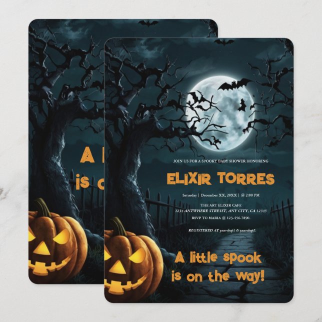 Halloween eine kleine Spook Pumpkin Baby Dusche Einladung (Vorne/Hinten)