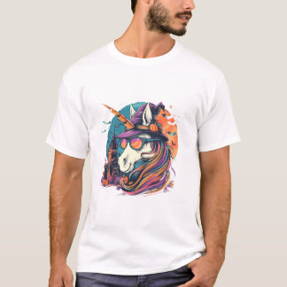Halloween Einhorn Hexenfledermäuse T-Shirt