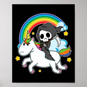 Halloween-Einhorn-Kostüm Sensenmann reitet Unico Poster