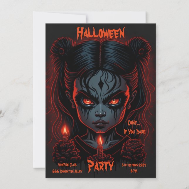 Halloween-Einladung - Creepy Girl Einladung (Vorderseite)
