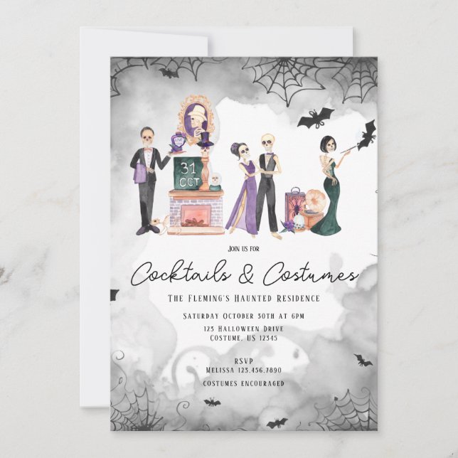 Halloween-Einladung für Cocktails und Kostüme Einladung (Vorderseite)