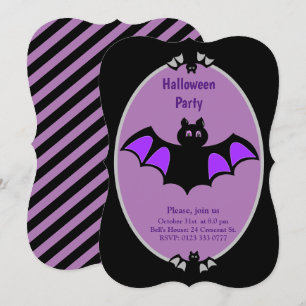 Halloween-Einladung für moderne Fledermäuse Einladung
