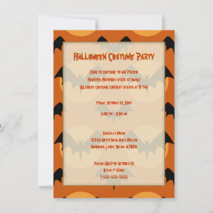 Halloween-Einladung für Orange und Schwarze Fleder Einladung