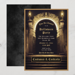 Halloween-Einladung gotische Kostüme und Cocktails Einladung