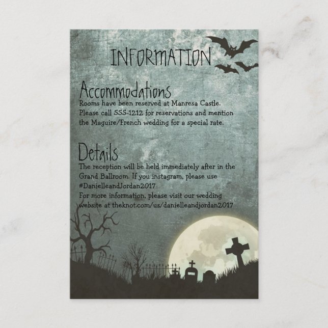 Halloween-Einladung, Informationskarte für die Hoc Begleitkarte (Vorderseite)