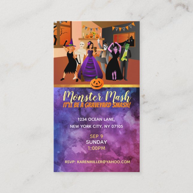 Halloween Einladungen Visitenkarten (Vorderseite)