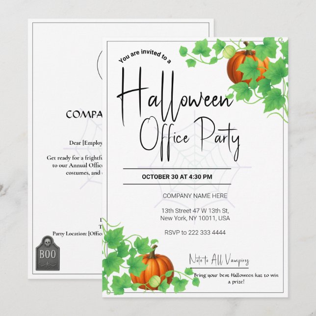 Halloween Einladungen White Card (Vorne/Hinten)