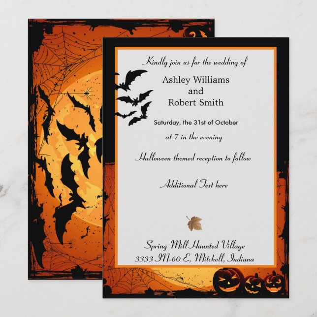Halloween Einladungs-Flachkarten-Spooky Bats Einladung (Vorne/Hinten)