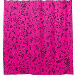 Halloween-Eis-Schädel-Knochen-Gift-rosa Duschvorhang