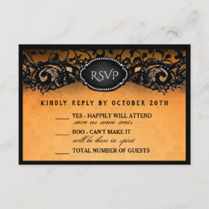 Halloween Elegant Orange Noir 3.5x5 Mariage RSVP