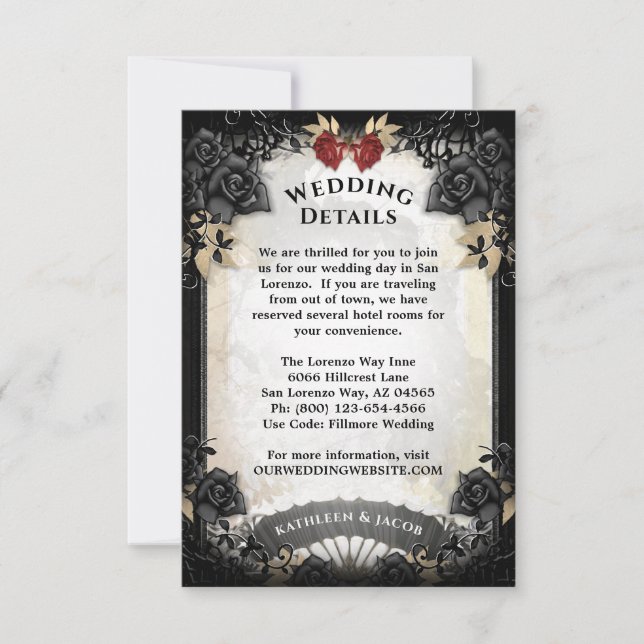Halloween-Elegante-Rose-Hochzeitskarte RSVP Karte (Vorderseite)