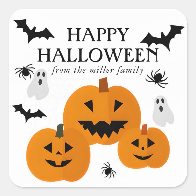 Halloween Element Happy Halloween Quadratischer Aufkleber (Vorderseite)