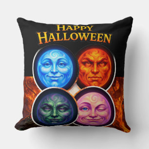Halloween-elementare Mondgesichter, gotische Fanta Kissen