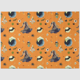 Halloween-Elemente in Orange Seidenpapier