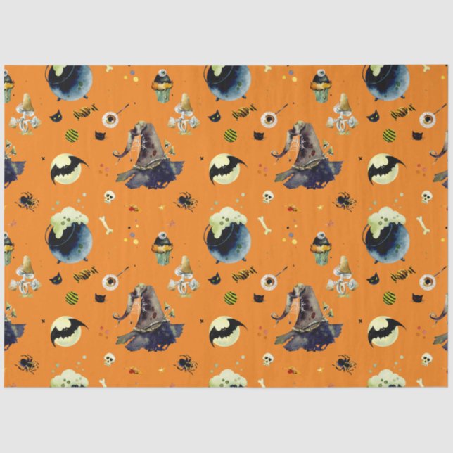 Halloween-Elemente in Orange Seidenpapier (Vorderseite)