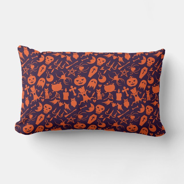 Halloween Elements Muster Pillow Lendenkissen (Vorderseite)