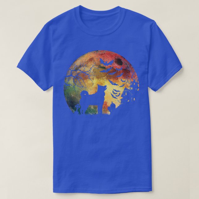 Halloween Elkhound, Graves, Wasserfarbenmoon & Hau T-Shirt (Design vorne)