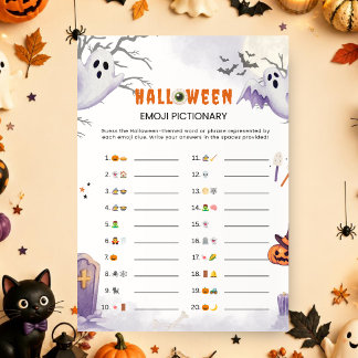 Halloween-Emoji-Pictionary-Spiel | Gruselige Party Einladung