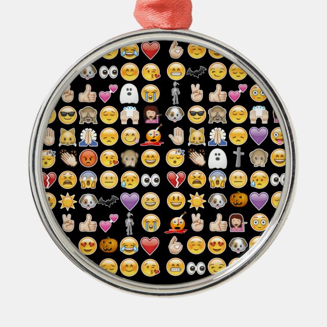 Halloween Emoji Silbernes Ornament (Vorne)