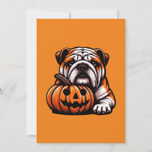 Halloween English Bulldog - Kürbislaterne Herbst Einladung