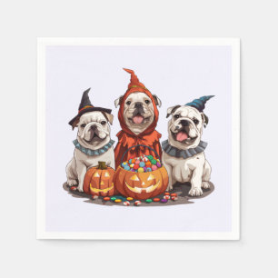Halloween English Bulldogs Pumpkin Serviette