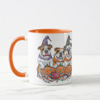 Halloween English Bulldogs Pumpkin Tasse