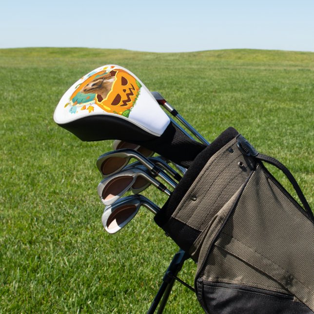 Halloween English Cocker Spaniel Dog Pumpkin Golf Headcover (In SItu)