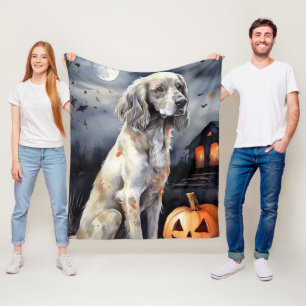 Halloween English Setter mit Pumpkins Beängstigend Fleecedecke