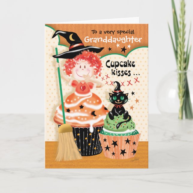 Halloween-Enkelin, kleiner Kuchen Marcy PAM, Hexe Karte (Vorderseite)