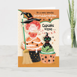 Halloween-Enkelin, kleiner Kuchen Marcy PAM, Hexe Karte