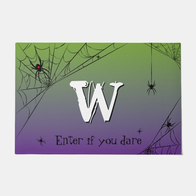 Halloween Enter wenn Sie Spiders Monogram wagen Fußmatte (Vorderseite)