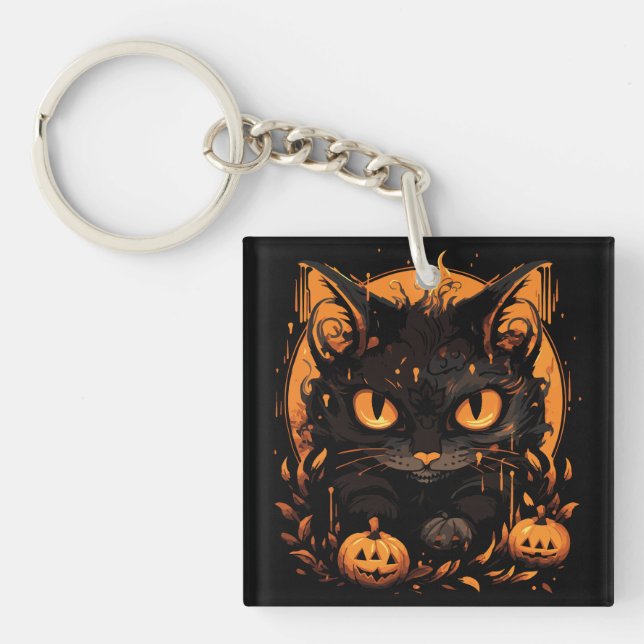 Halloween envoûtant : Chat noir parmi les Citrouil (Devant)