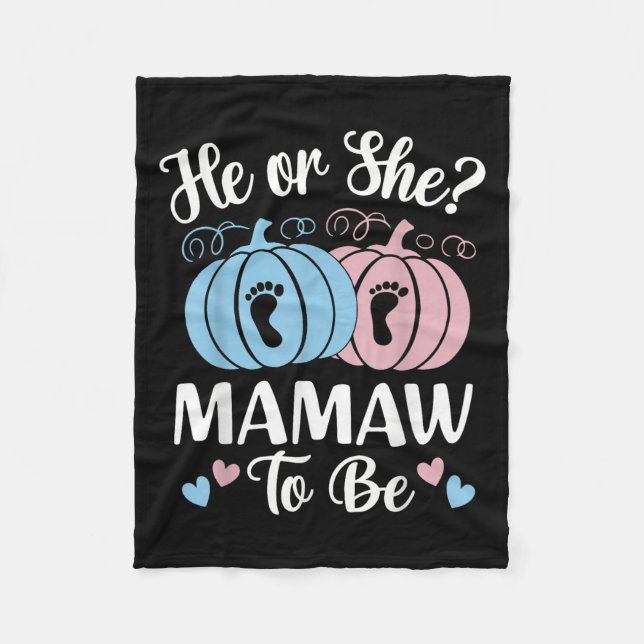 Halloween Er oder Sie Mamaw To Be Kürbis Geschlech Fleecedecke (Vorderseite)