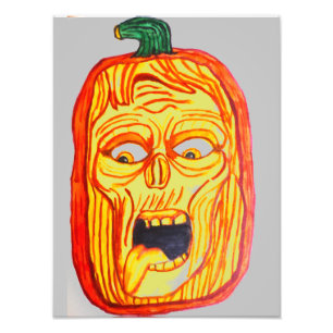 HALLOWEEN ERIE PUMPKIN-GESICHT FOTODRUCK