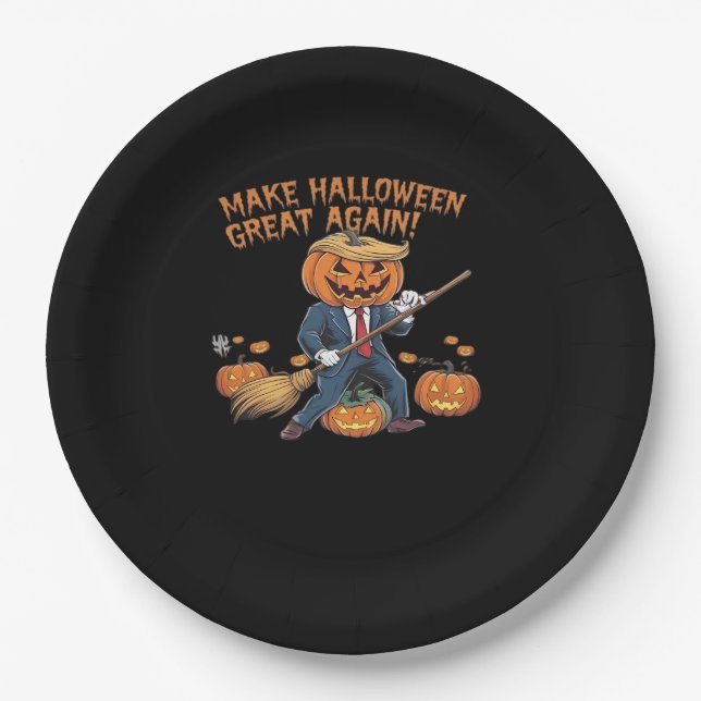 Halloween erneut großartig machen - unheimliches H Pappteller (Vorderseite)