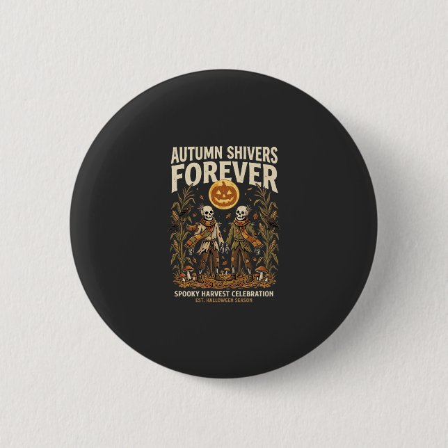 Halloween-Ernte-Knochen-Umarmung Button (Vorderseite)