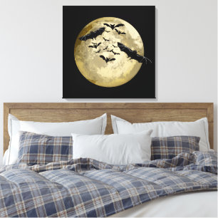 Halloween Ernte Vollmond und nächtliche Flugfleder Leinwanddruck