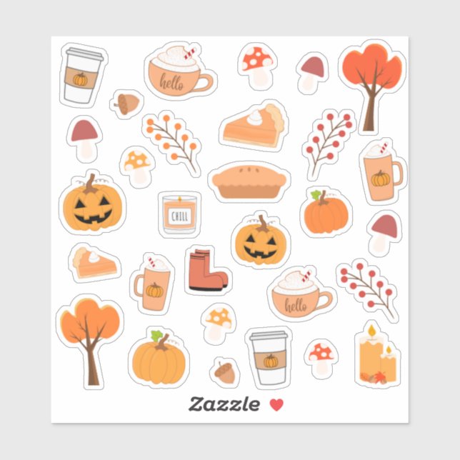Halloween Erntedank Gemütliches Herbstszenbuch Aufkleber (Blatt)