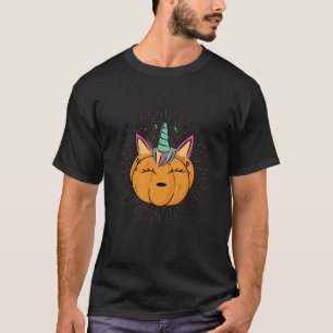 Halloween Erntedank Niedlich Unicorn Pumpkin Kids T-Shirt