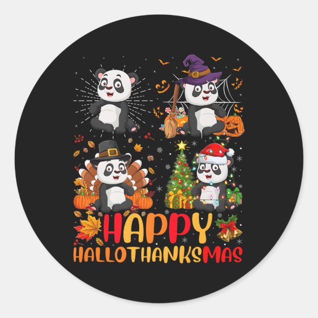 Halloween Erntedank Panda Hallothanksmas Runder Aufkleber (Vorderseite)
