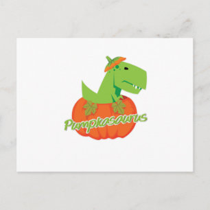 Halloween Erntedank Pumpkasaurus Dinosaur Feiertagspostkarte