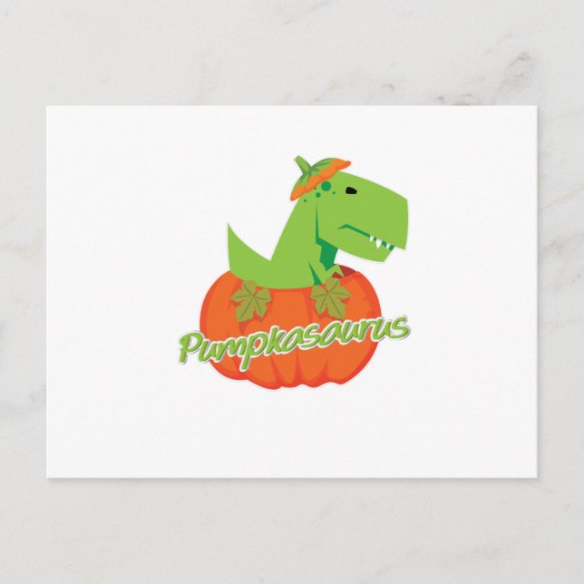 Halloween Erntedank Pumpkasaurus Dinosaur Feiertagspostkarte (Vorderseite)