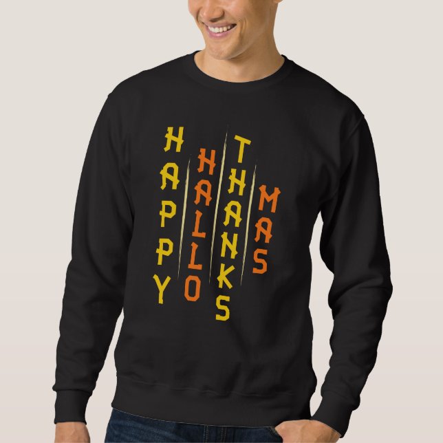 Halloween Erntedank Weihnachten Einfache Typografi Sweatshirt (Vorderseite)