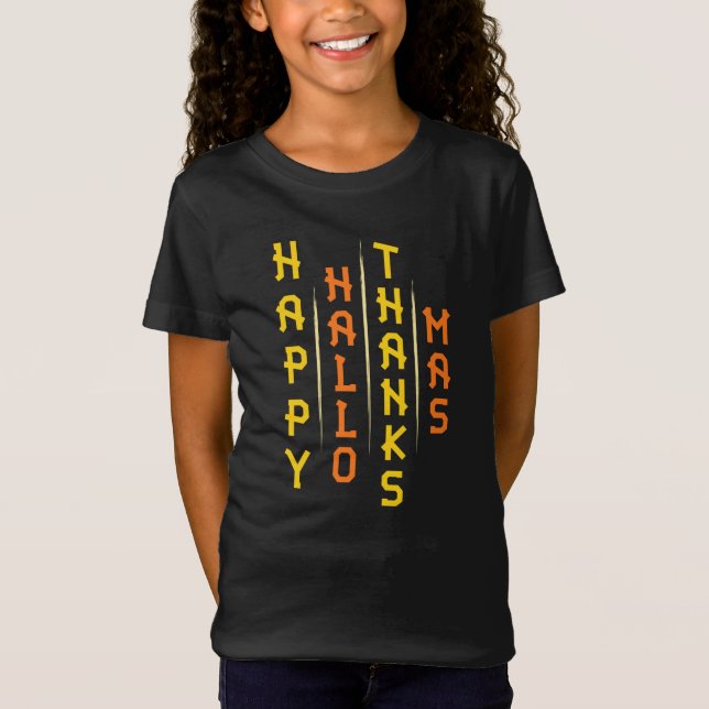 Halloween Erntedank Weihnachten Einfache Typografi T-Shirt (Vorderseite)