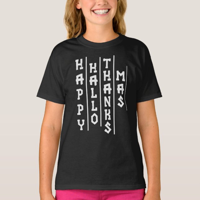 Halloween Erntedank Weihnachten Funny Typografie T-Shirt (Vorderseite)