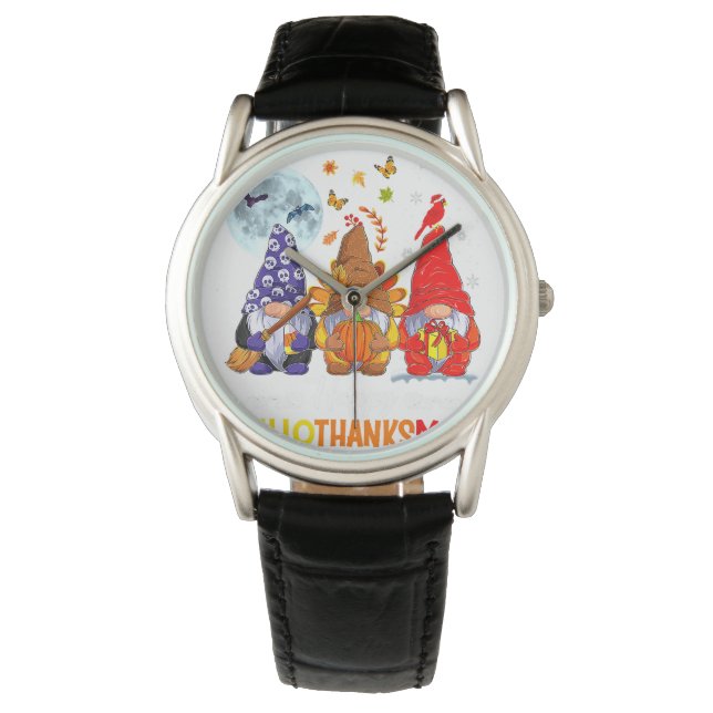Halloween Erntedank Weihnachten HalloDanke Armbanduhr (Vorderseite)