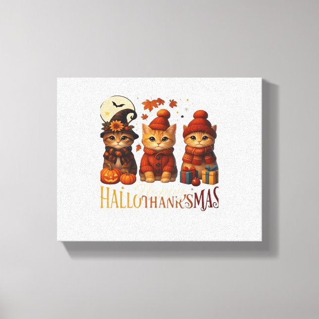 Halloween Erntedank Weihnachten HalloDanke Leinwanddruck (Vorderseite)