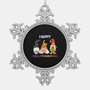 Halloween Erntedank Weihnachten Hallothanksmas Schneeflocken Zinn-Ornament