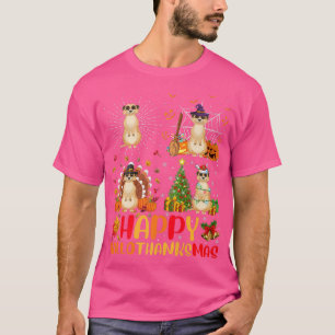 Halloween Erntedank Weihnachten Meerkat Hallothan T-Shirt