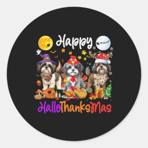 Halloween Erntedank Weihnachten Shih Tzu Dog Hall Runder Aufkleber